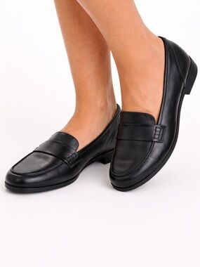 Naturalizer Leather Loafers Black Comfort Slip-On Size 9